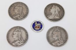 Four Victorian Crowns; 1889 (X2), 1890, and 1894.