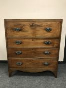 A George III inlaid mahogany secretaire chest, width 93 cm.