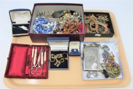 A 9ct gold letter 'H' pendant on gilt chain, together with a quantity of costume jewellery,