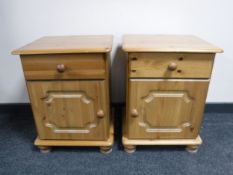A pair of pine bedside cabinets fitted with a drawer
