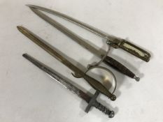 Four miniature ornamental sword letter openers