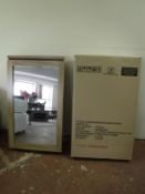 A boxed three drawer chest together with storage mirrored back