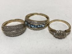 Three 9ct gold diamond set rings CONDITION REPORT: Going from left to right in the