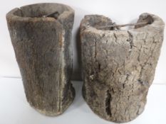 Two wooden bee hives