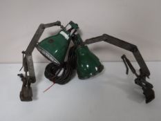 A pair of mid 20th century angle poised lamps with clamp fittings
