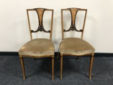 A pair of Victorian inlaid mahogany bedroom chairs