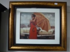 A gilt framed Martin Spain limited edition print - Wind Swept