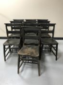 A set of ten church prayer chairs