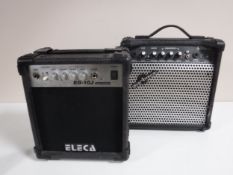 Two miniature guitar amps