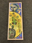 Paul Furneaux : abstract oil on canvas, framed.