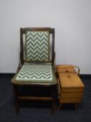 A bedroom chair together with a concertina sewing box