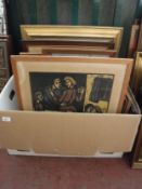 A box of continental school oils and pictures