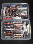 Five boxes of assorted DVDs