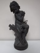 A late 19th century spelter figure of a cherub (a/f)