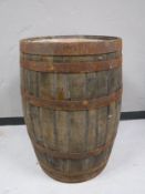 A coopered oak barrel