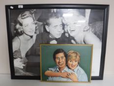 A framed black and white poster - Hollywood triangle depicting Marilyn Monroe together with a gilt