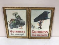 Six gilt framed Guinness advertisements