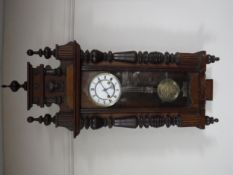 A mahogany Vienna 8 day wall clock