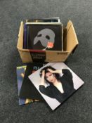 A box of LP records and 45's - easy listening, movie sound tracks,