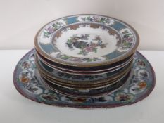 Nine pieces of Victorian floral patterned dinner ware