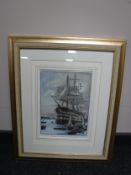 A framed Charles Wyllie print - The training Ship St.