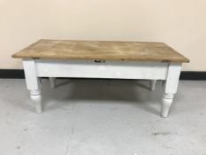 An antique pine coffee table