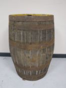 A coopered oak barrel