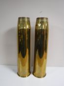 Two large brass ammunition shell cases - HMS Newcastle