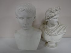 Two Parian busts of Roman emperors, a/f. CONDITION REPORT: Condition very poor.