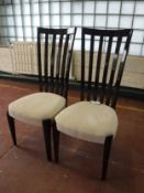 A pair of high gloss high backed dining chairs