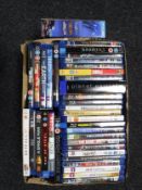 A box of quantity of Blu Ray and Blu Ray 3d discs