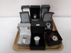 A tray of nine boxed wrist watches - Giani, Sabitini,