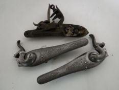 Three flintlock pistol lockplates