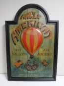 A carved wooden panel - Anglo American Balloon flight