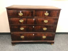 A George III mahogany five drawer chest on bracket feet,