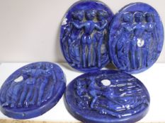 Four glazed three graces wall plaques