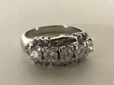 A white gold five stone diamond ring, approximately 1.5ct.