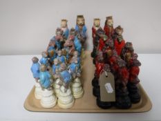 A tray of chalk chess pieces - Animals