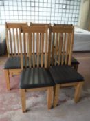 A set of five pine farmhouse high backed dining chairs