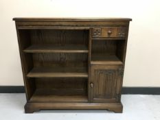 A set of Old charm open bookshelves fitted with a cupboard and drawer