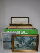 A box of continental school pictures and prints.