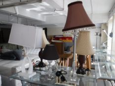 Six assorted contemporary table lamps with shades