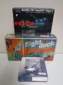 An Airfix flight deck, together with two boxed military aircraft, all parts boxed.