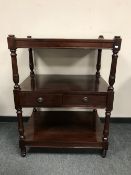 A Victorian mahogany dumb waiter fitted two drawers, width 78 cm.