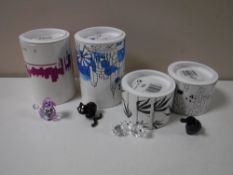 Four boxed Swarovski Crystal ornaments - pair of door mice, poodle,