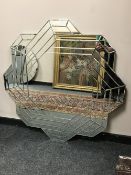 An all glass contemporary shaped mirror,