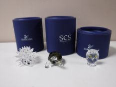 Three boxed Swarovski Crystal animals - hedgehog,
