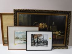 A framed oil on board of St.