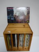 A pine record stand containing small quantity of LP records and 78's - classic,