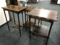 Two barley twist occasional tables and one other